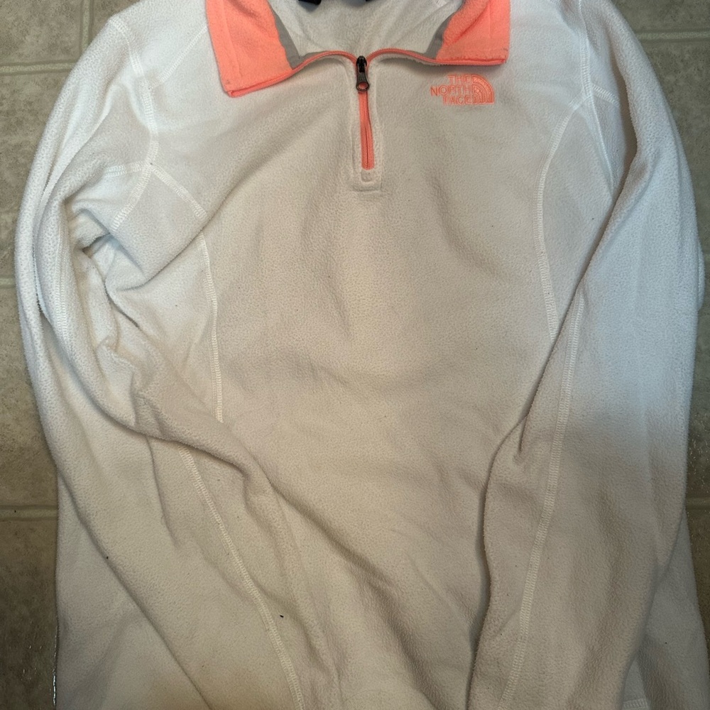 The North Face Cream and Coral Quarter-Zip Pullover
